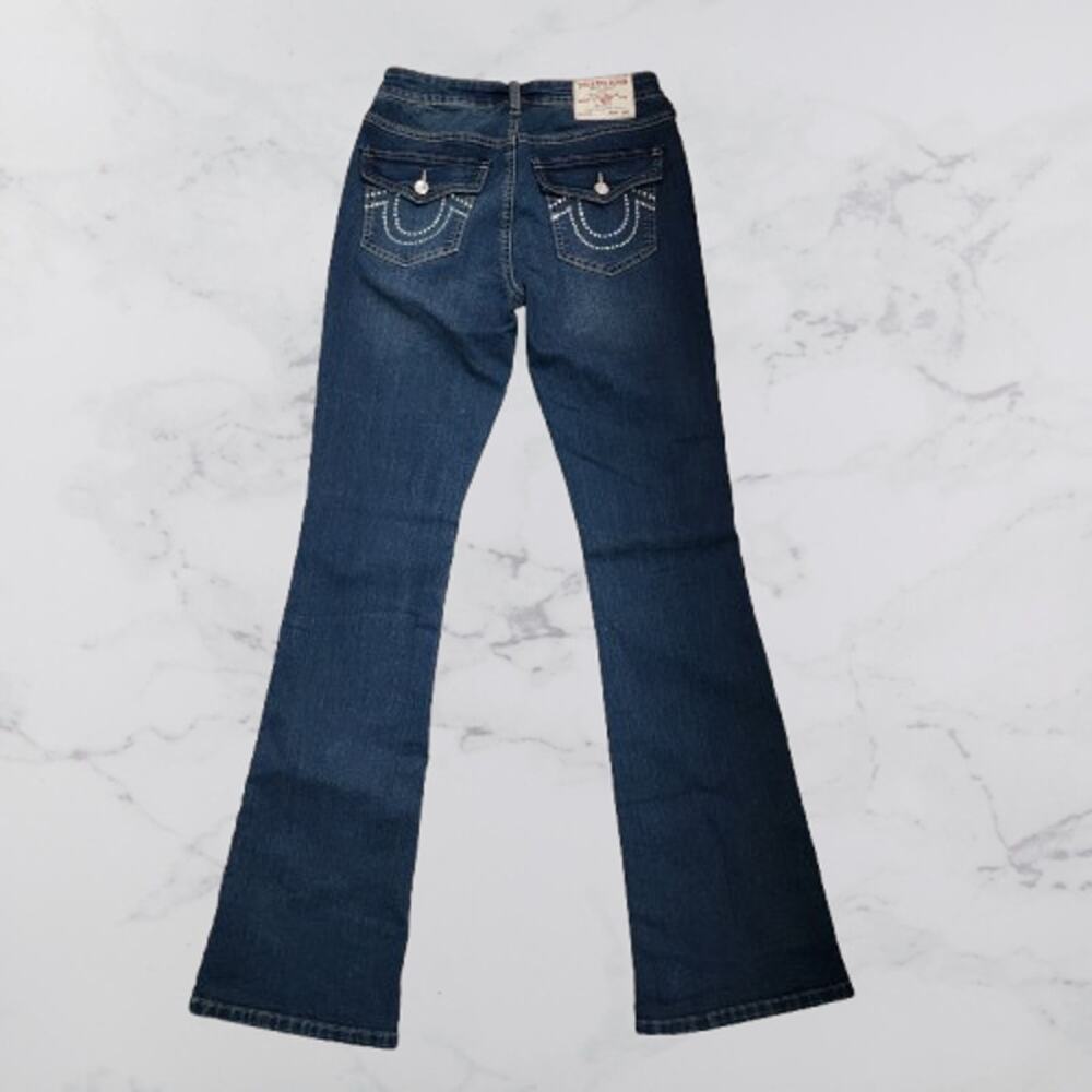 True Religion Becca SN Crystal Flap Boot Cut * Size 27 * Dark Glacial Mid Rise